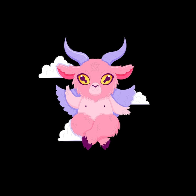 Cute creepy pastel goth baphomet Vector illustration