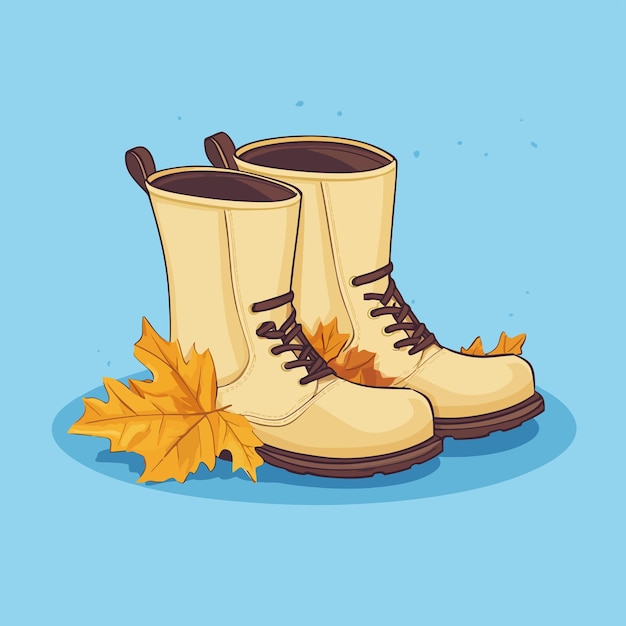 Vector cute crispy leaves beneath boots cartoon vector