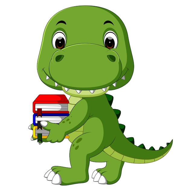 Cute crocodile carrying book