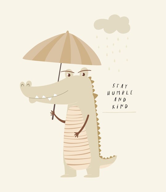 Cute crocodile illustration for Baby nursery print