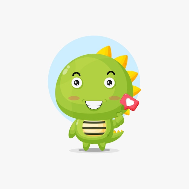 Cute crocodile with love sign hand cartoon illustration