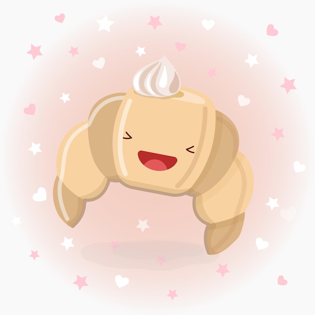 Cute croissant vector icon illustration