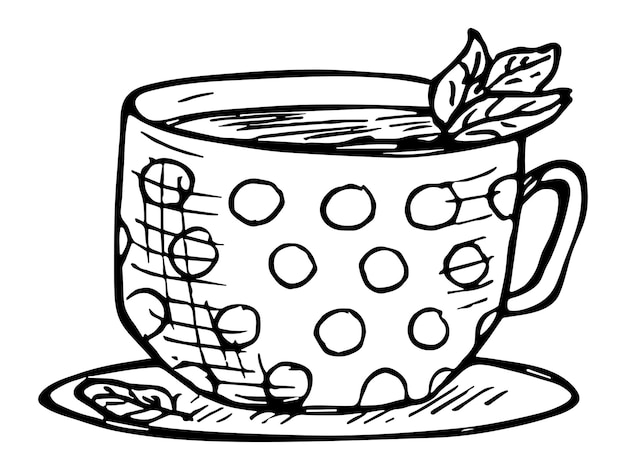 Cute cup of tea or coffee illustration Simple mug clipart Cozy home doodle