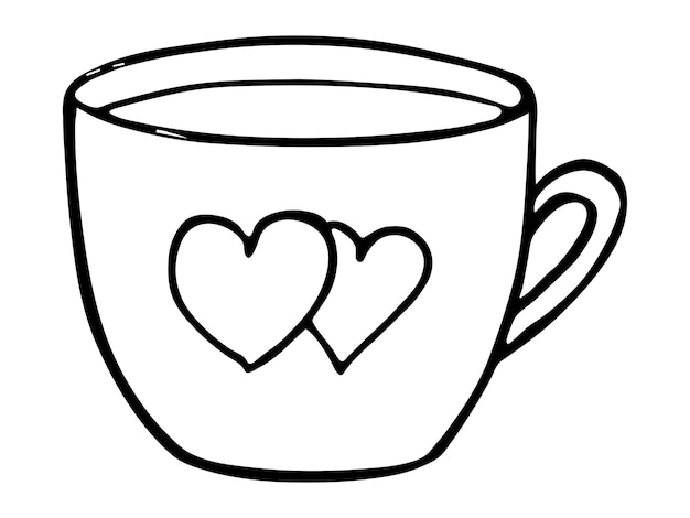 Cute cup of tea or coffee illustration Simple mug clipart Cozy home doodle