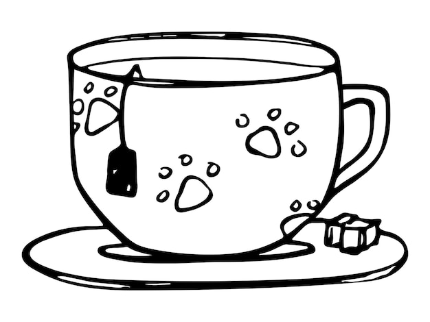 Cute cup of tea illustration Simple mug clipart Cozy home doodle