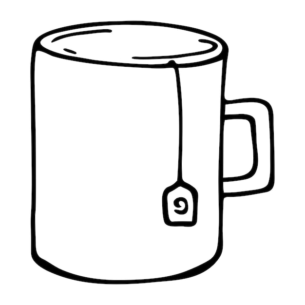 Cute cup of tea illustration Simple mug clipart Cozy home doodle