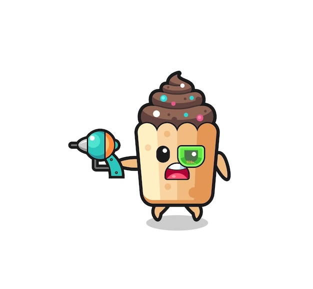 Cute cupcake holding a future gun  cute design