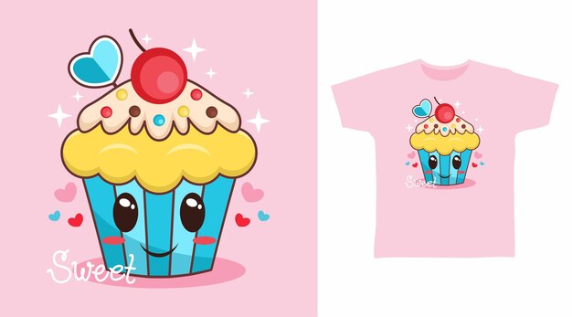 Vector cute cupcake tshirt design