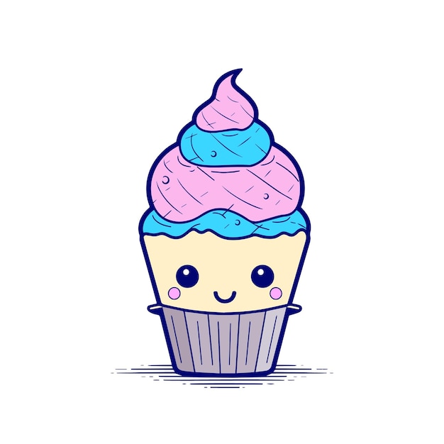 A cute cupcake with a face on it.