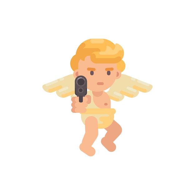 Cute cupid aiming a pistol at you