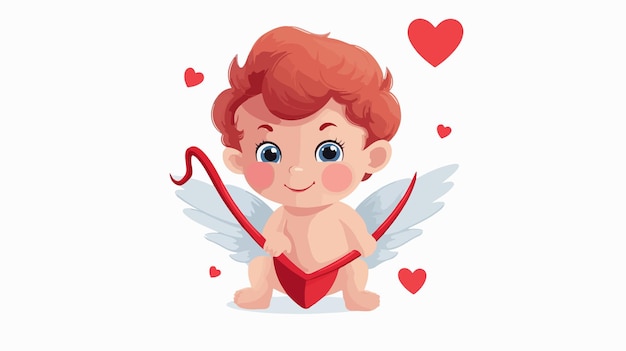 Vector cute cupid baby cartoon for happy valentines day