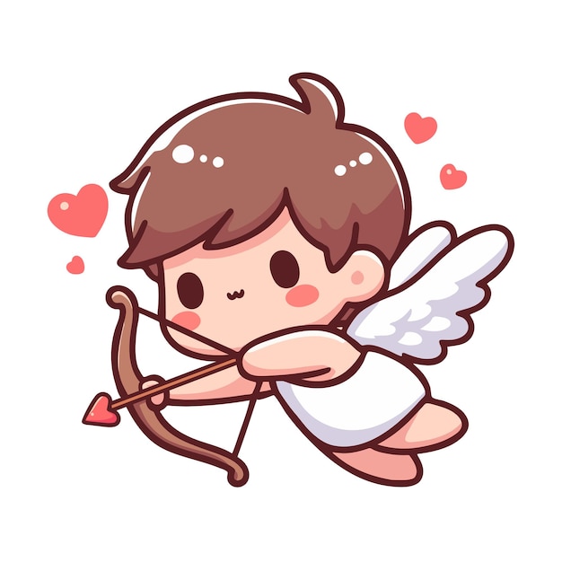 Cute Cupid Shooting Heart Arrows as a Minimal Vector Illustration