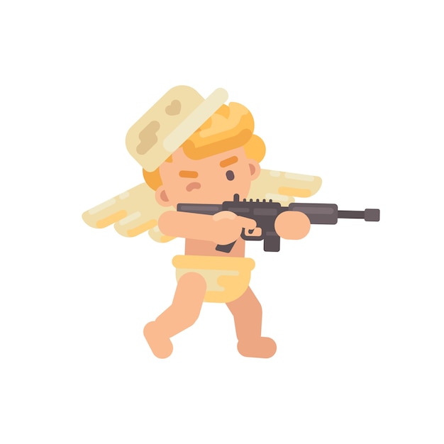 Cute cupid shooting a rifle