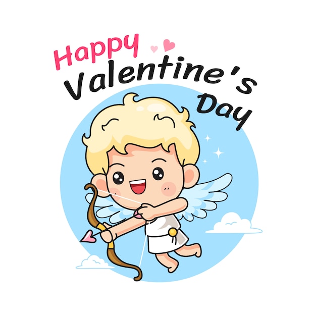 Cute cupid with typography for valentine day