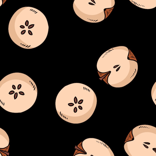 Cute cut in half apples natural drawn seamless pattern