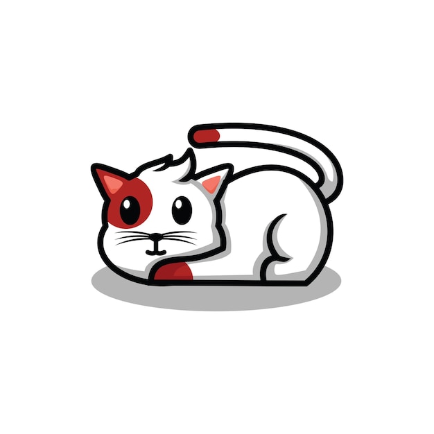 Cute cute cartoon character mascot vector illustration a cat is lying relaxed