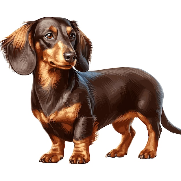 Cute Dachshund dog cartoon Vector Style white background