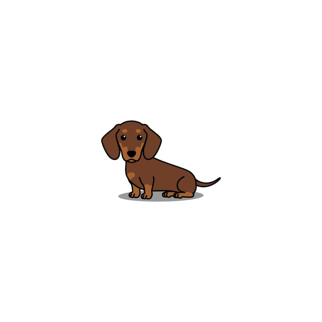 Cute dachshund dog chocolate and tan sitting cartoon vector illustration