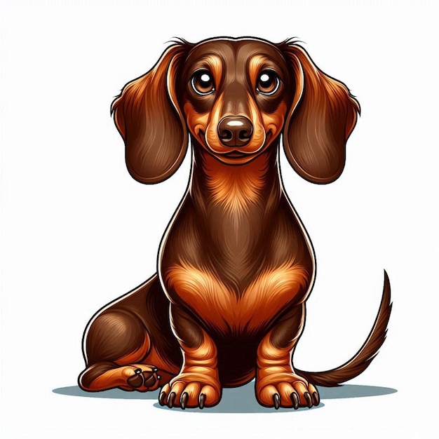 Cute Dachshund Dogs Vector Cartoon illustration