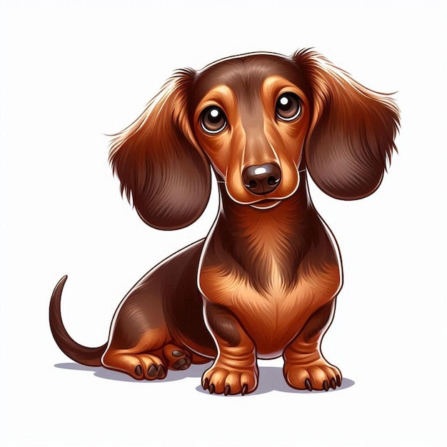 Cute Dachshund Dogs Vector Cartoon illustration