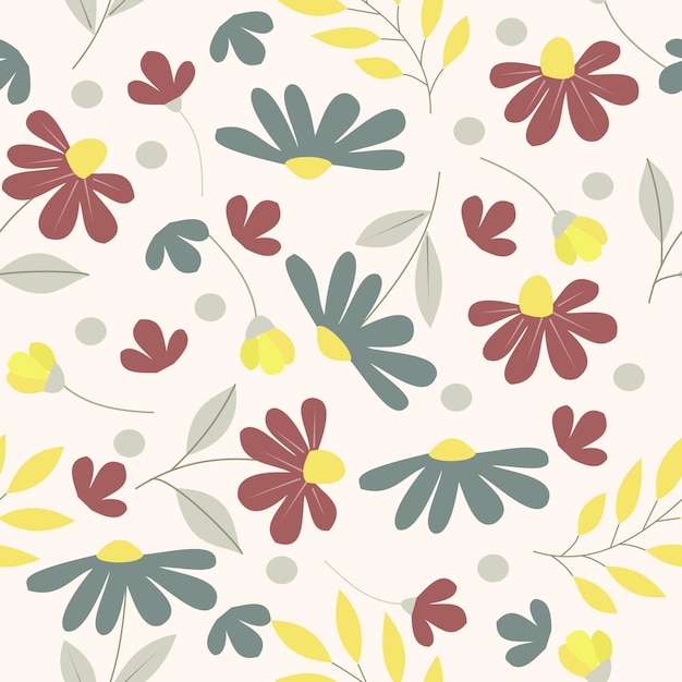 Cute Daisy Hand Drawn Flower Seamless Pattern