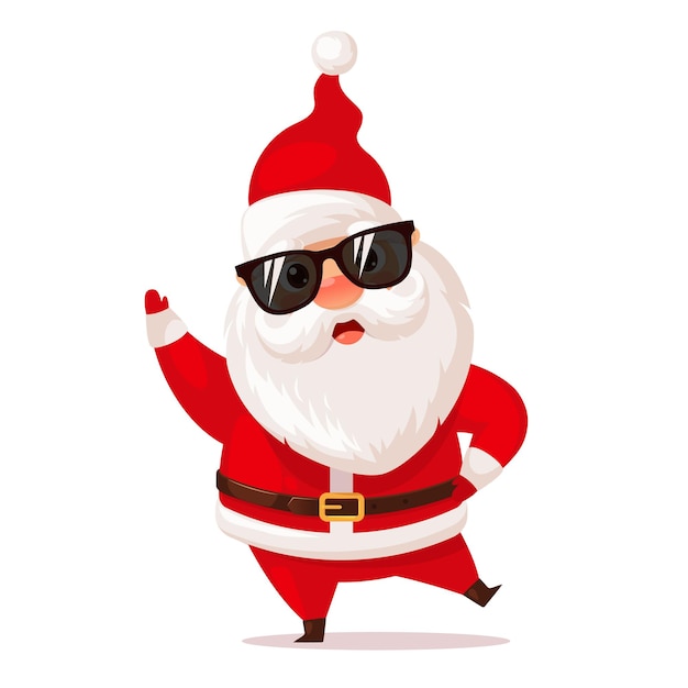 Cute dancing Santa Claus in sunglasses