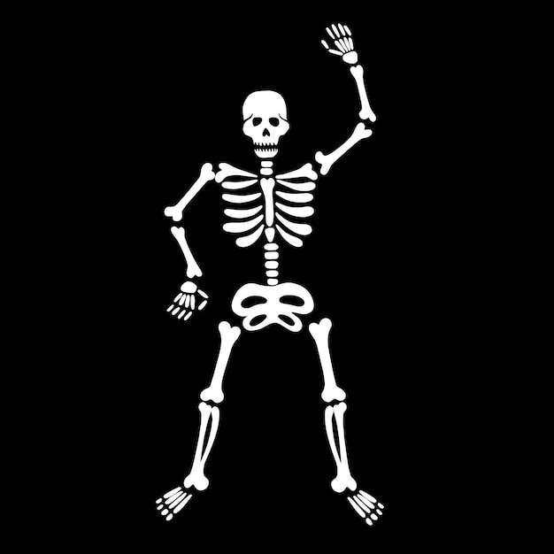 Cute dancing skeleton on a black background