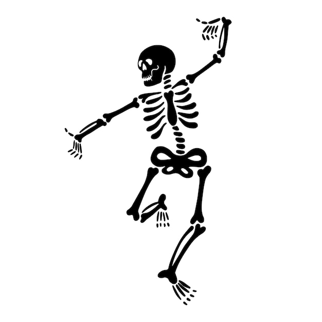 Cute dancing skeleton on a white background