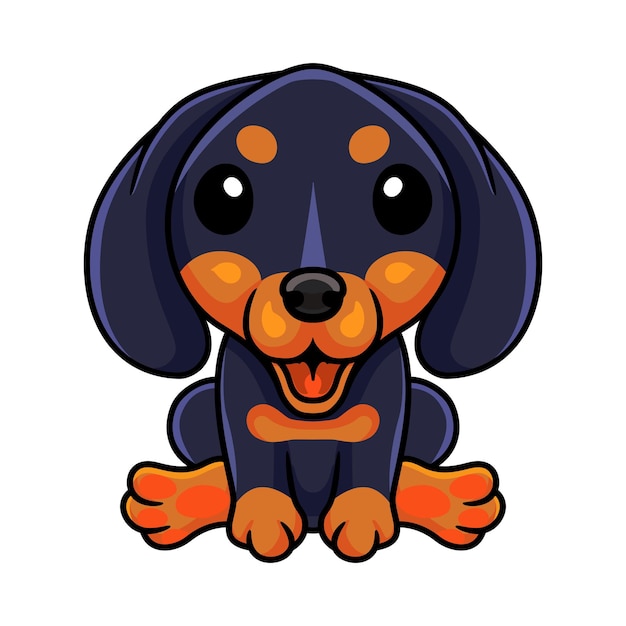 Cute dashund dog cartoon sitting