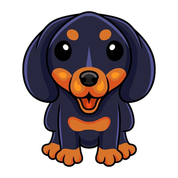 Cute dashund dog cartoon sitting