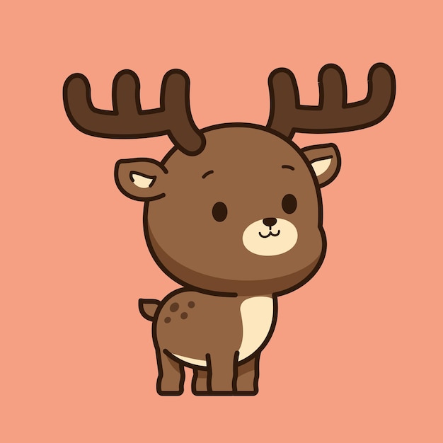 Cute deer cartoon icon illustration