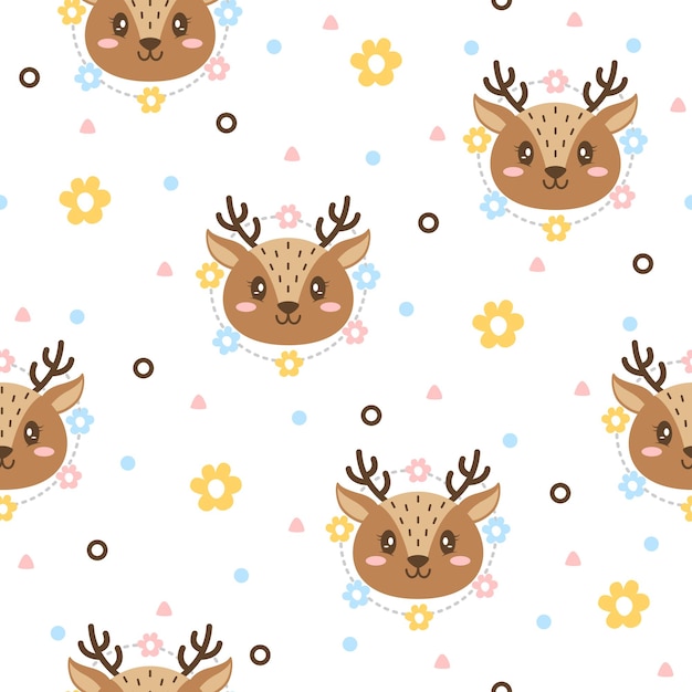 Cute deer cartoon trendy pattern background concepts