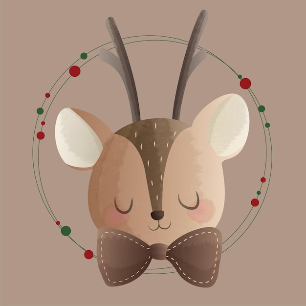 Cute Deer in Christmas Wreath