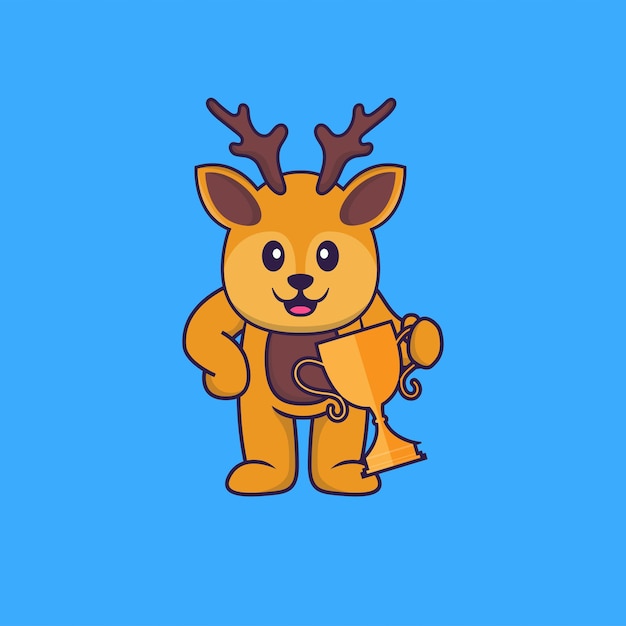 Vector cute deer mascot character. animal cartoon concept isolated.