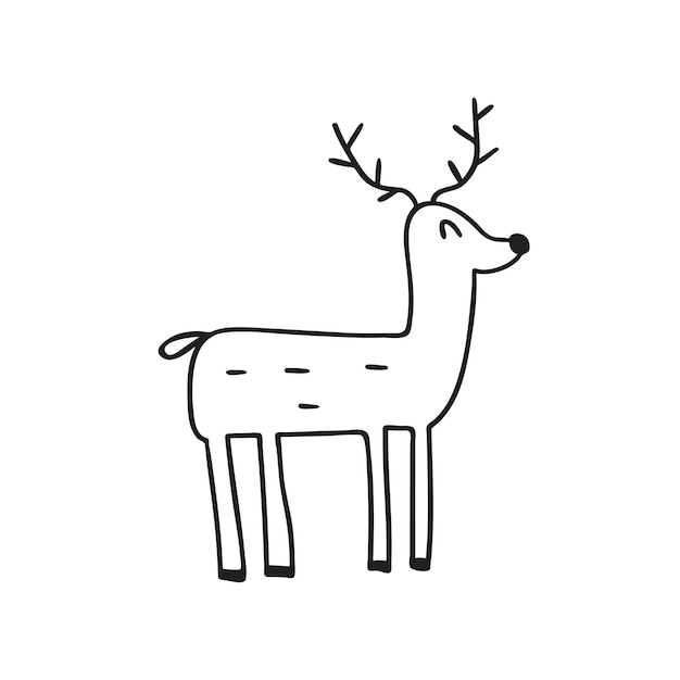 Cute deer Outline icon Black color Illustration on white background