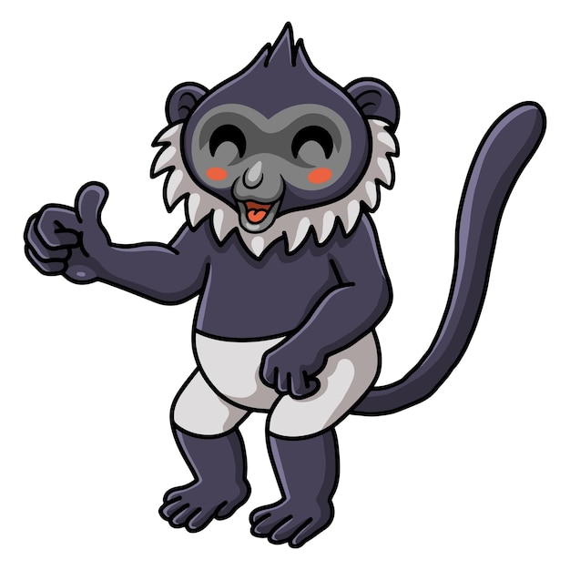 Cute delacour's langur cartoon giving thumb up