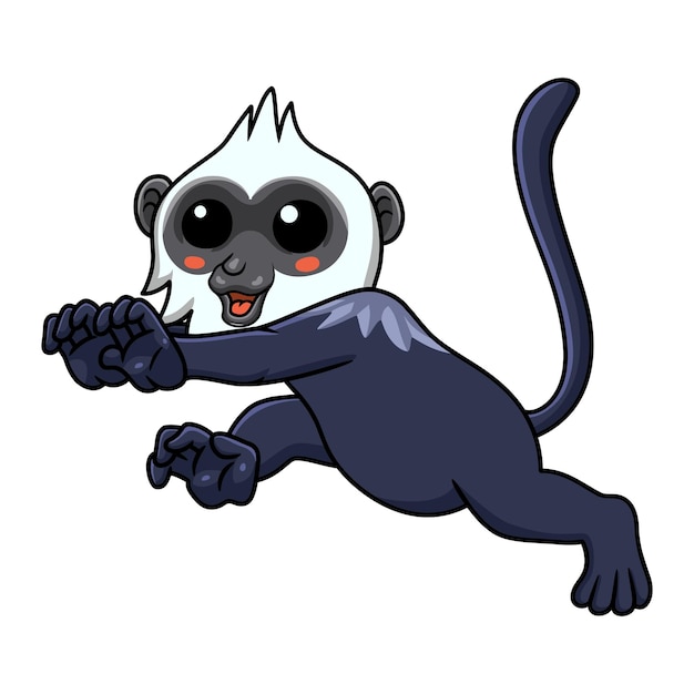 Cute delacour's langur cartoon walking