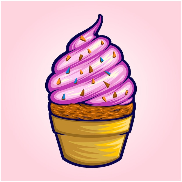 Cute delicious cupcake illustration