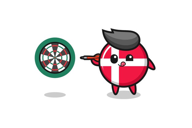 Cute denmark flag is playing dart , cute design