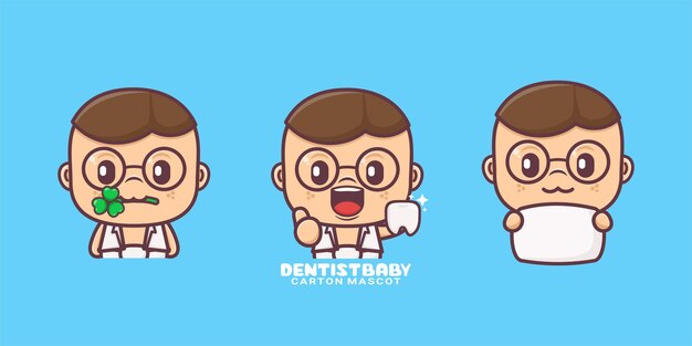 cute dentist baby cartoon mascot