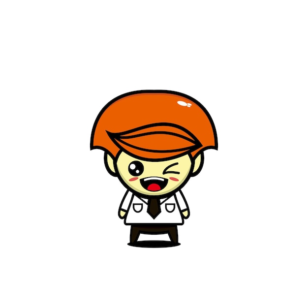 Cute design school boy character expression anime cartoon