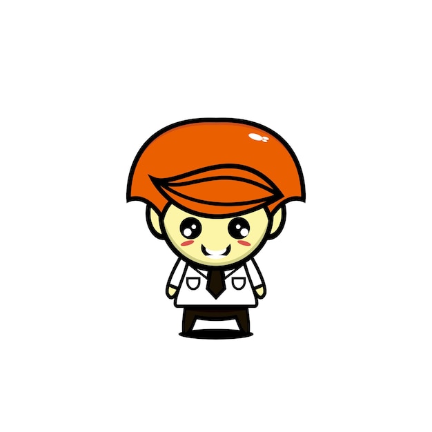 Cute design school boy character expression anime cartoon