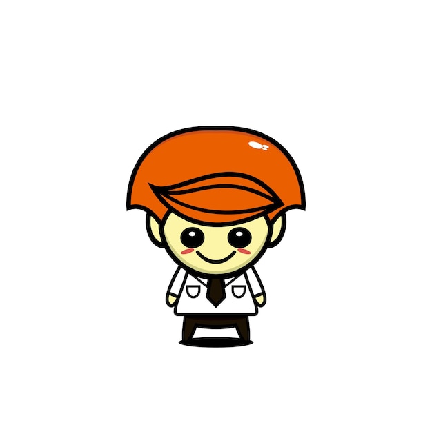 Cute design school boy character expression anime cartoon