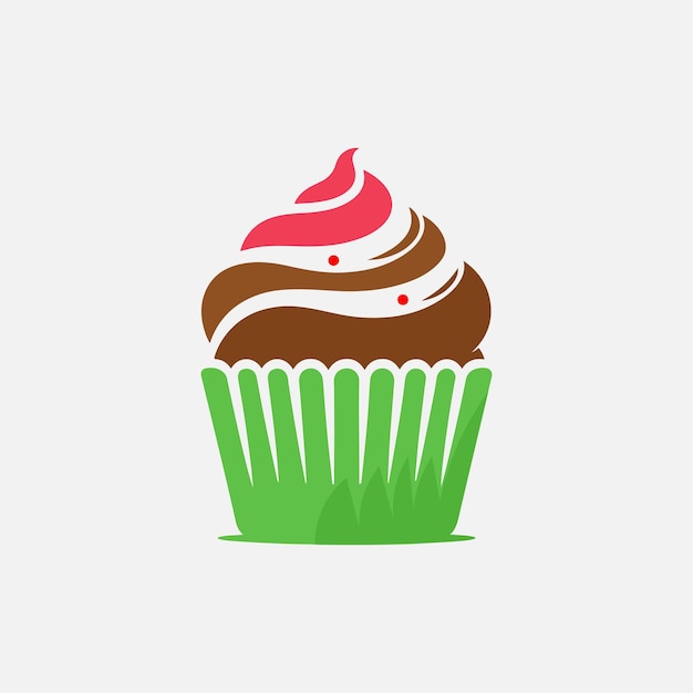 Cute dessert cupcake vector hand drawn silhouette sticker