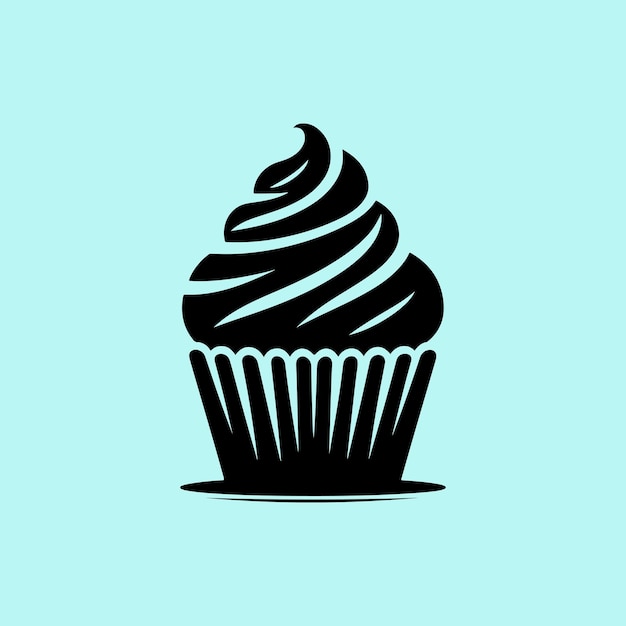 Cute dessert cupcake vector hand drawn silhouette sticker