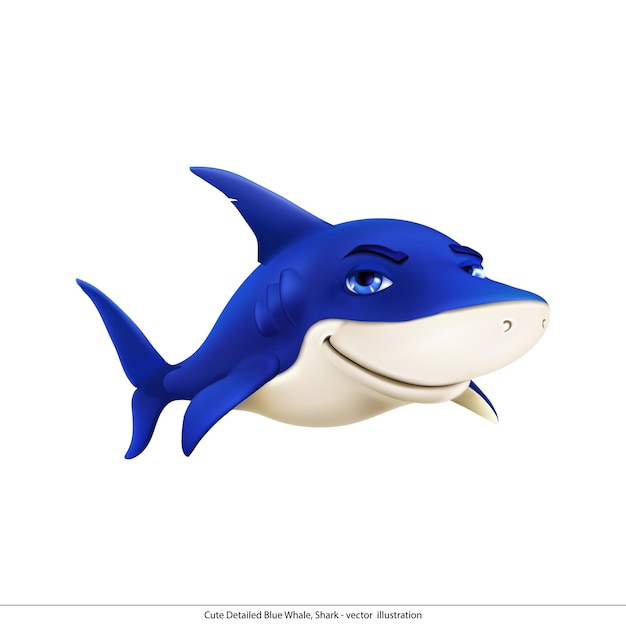 Cute Detailed Blue Whale Shark vector illustration