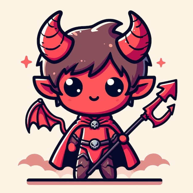 a cute devil diablo in flat design style