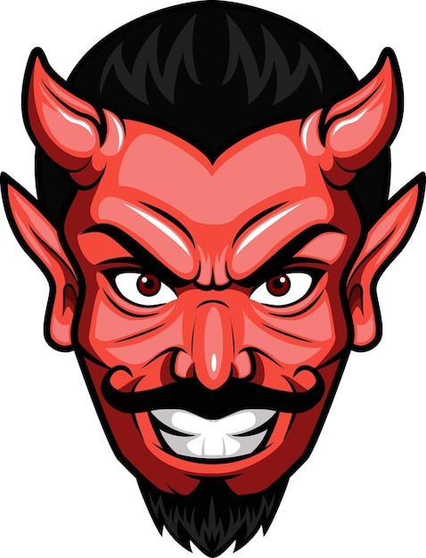 Cute devil head cartoon mascot