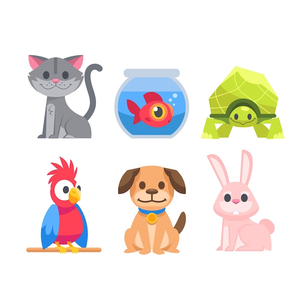 Cute different pets concept