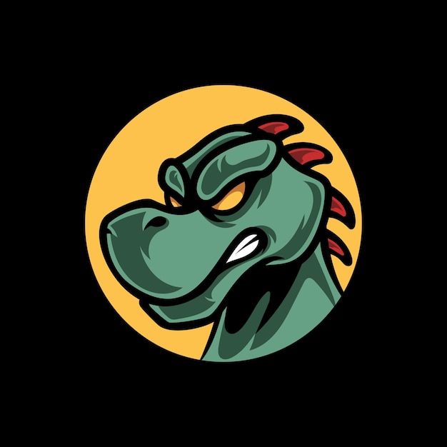 Cute Dino Head Mascot Logo